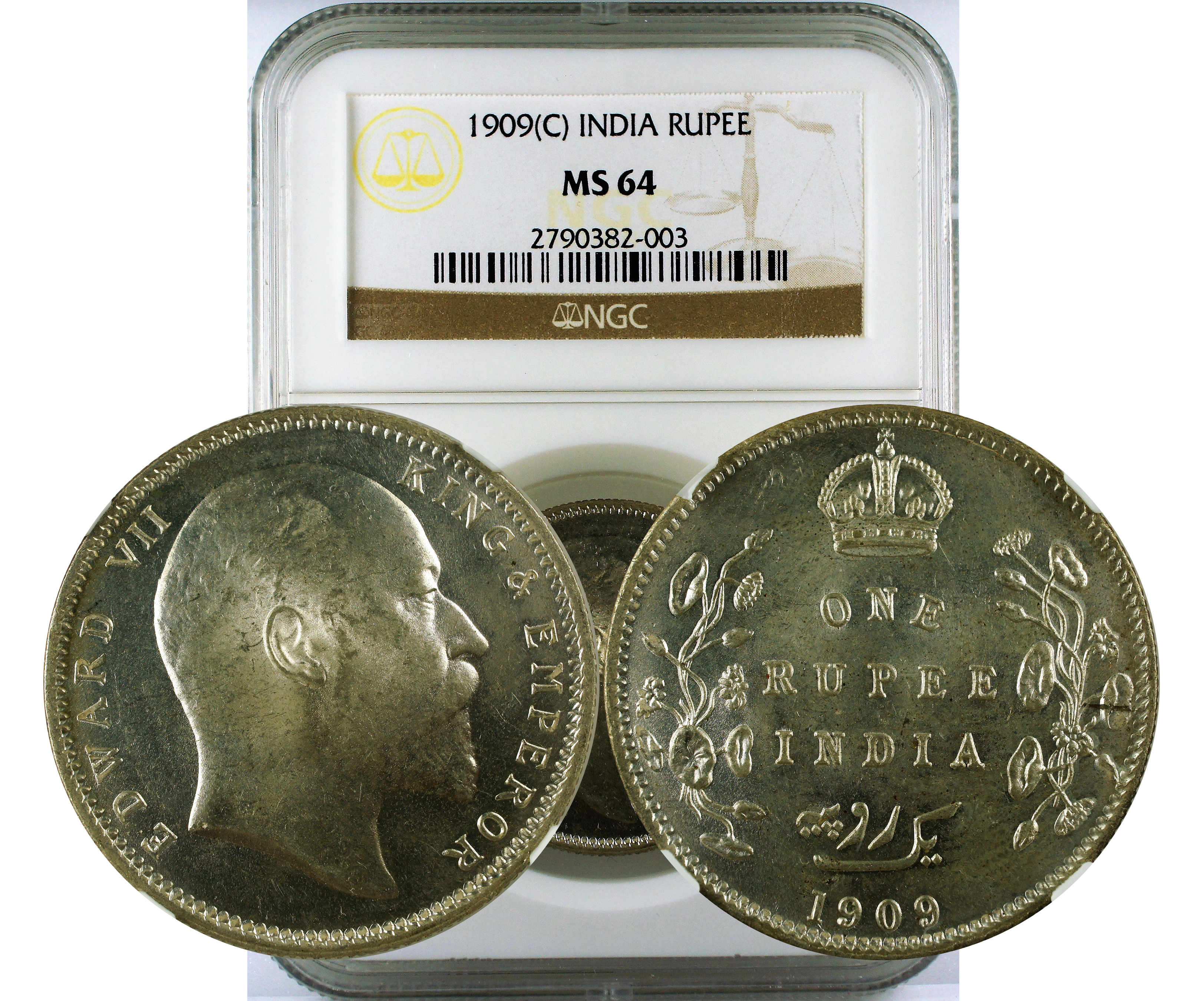 1909(C) INDIA RUPEE MS 64