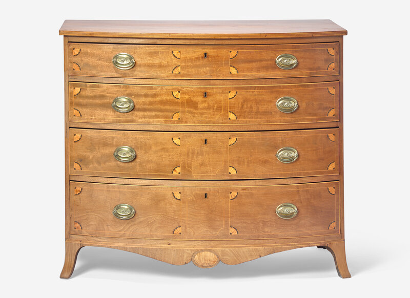 A Federal Inlaid Mahogany Bow Front Chest of Drawers