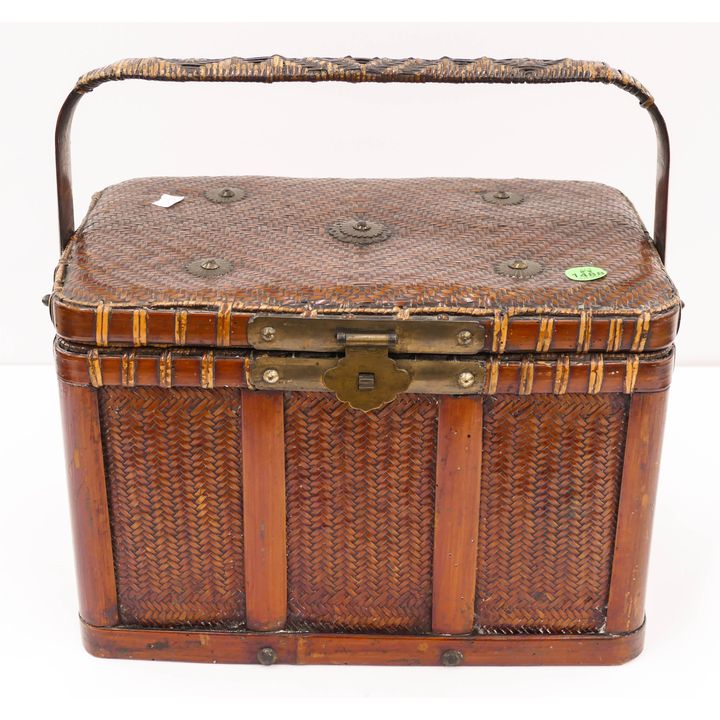 Antique Chinese Wicker Lunch Box- 8x11''