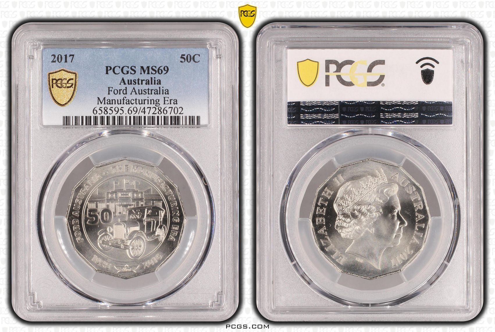 Elizabeth II, Ford Australia - Manufacturing Era, Fifty Cent, 2017, PCGS MS69