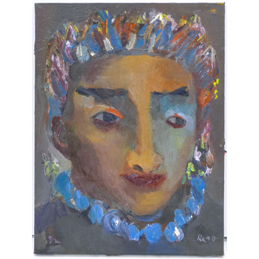 Joe Reno ''Colored Hair Portrait'' Signed Oil on Canvas 12''x9''