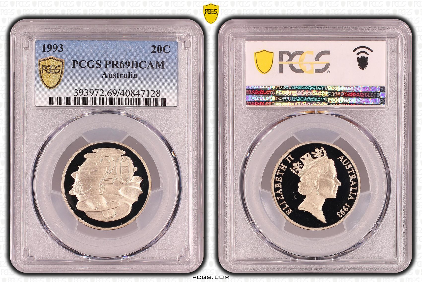 Elizabeth II, Twenty Cent, 1993, PCGS PR69DCAM