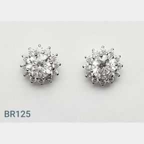 STERLING SILVER CLUSTER EARRINGS WITH CZ'S - 51543/275