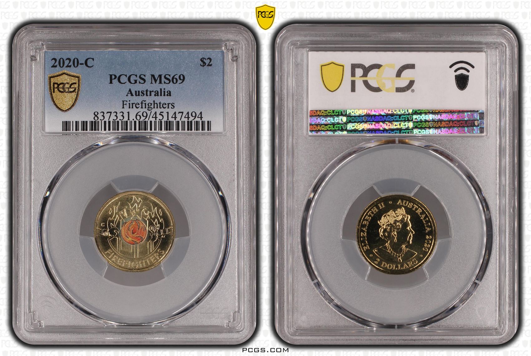 2020-C Australia Two Dollar, $2 Firefighters PCGS - MS69 -494