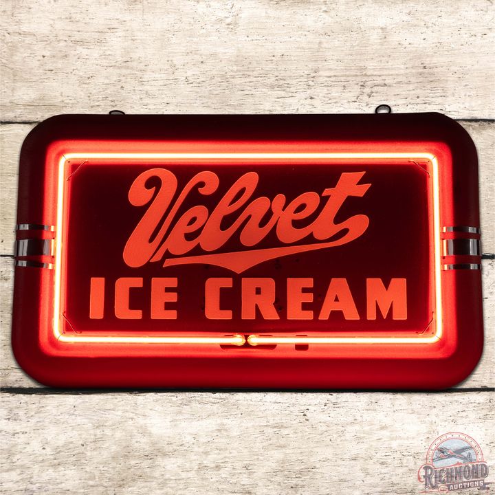 Velvet Ice Cream Etched Glass Countertop Neon Advertising Sign