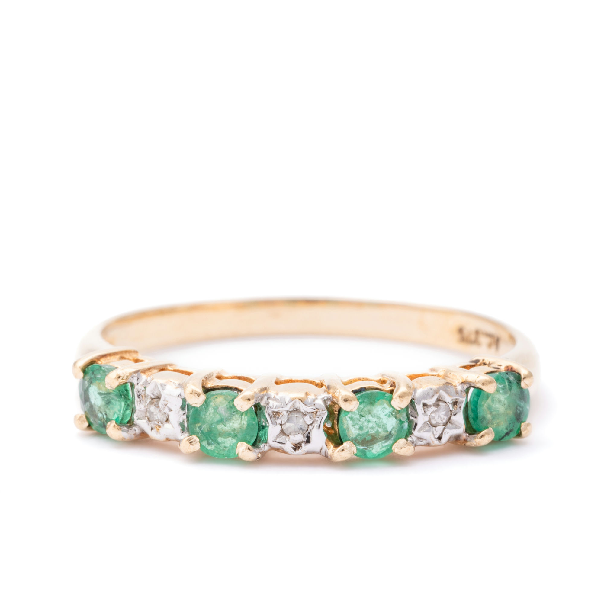 Emerald & Diamond Band 9ct Gold,