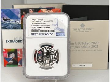 2021 TOKYO OLYMPICS TEAM GB COLOURISED SILVER 50 PENCE PF70 UCAM TOP POP! FIRST RELEASES