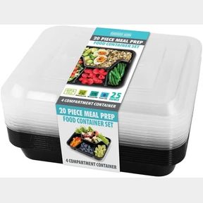 20 PIECE MEAL PREP FOOD CONTAINER SET/4 COMPARTMENT 25 OUNCE