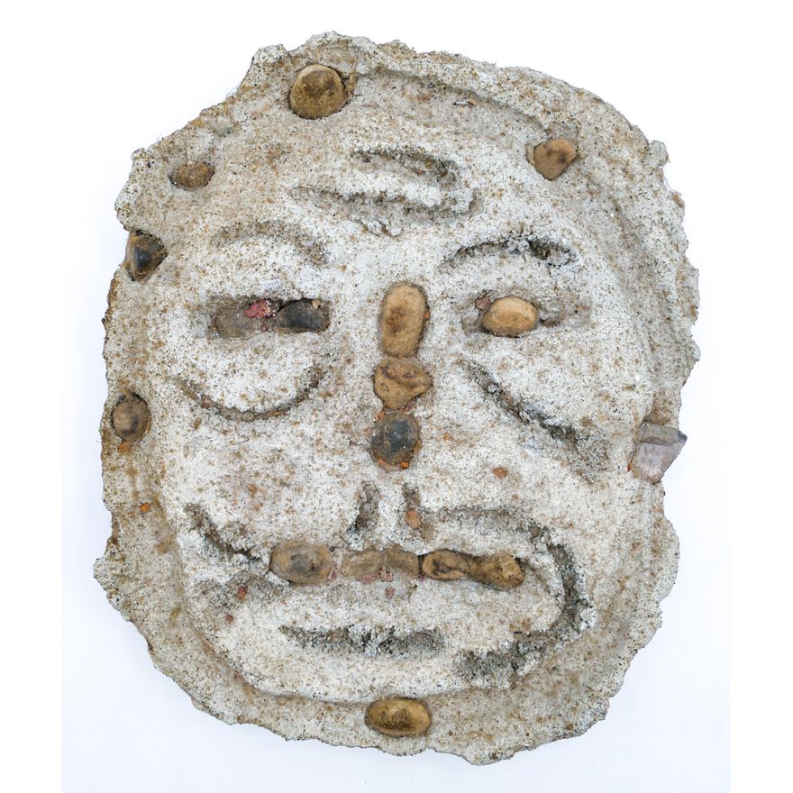 Joe Reno Signed Rock & Concrete Facial Sculpture 9.5''