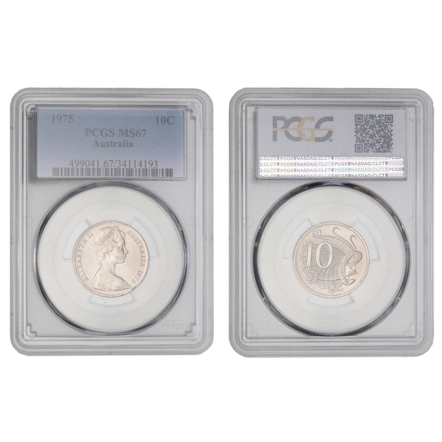 Elizabeth II, Ten Cent, 1975, PCGS MS67