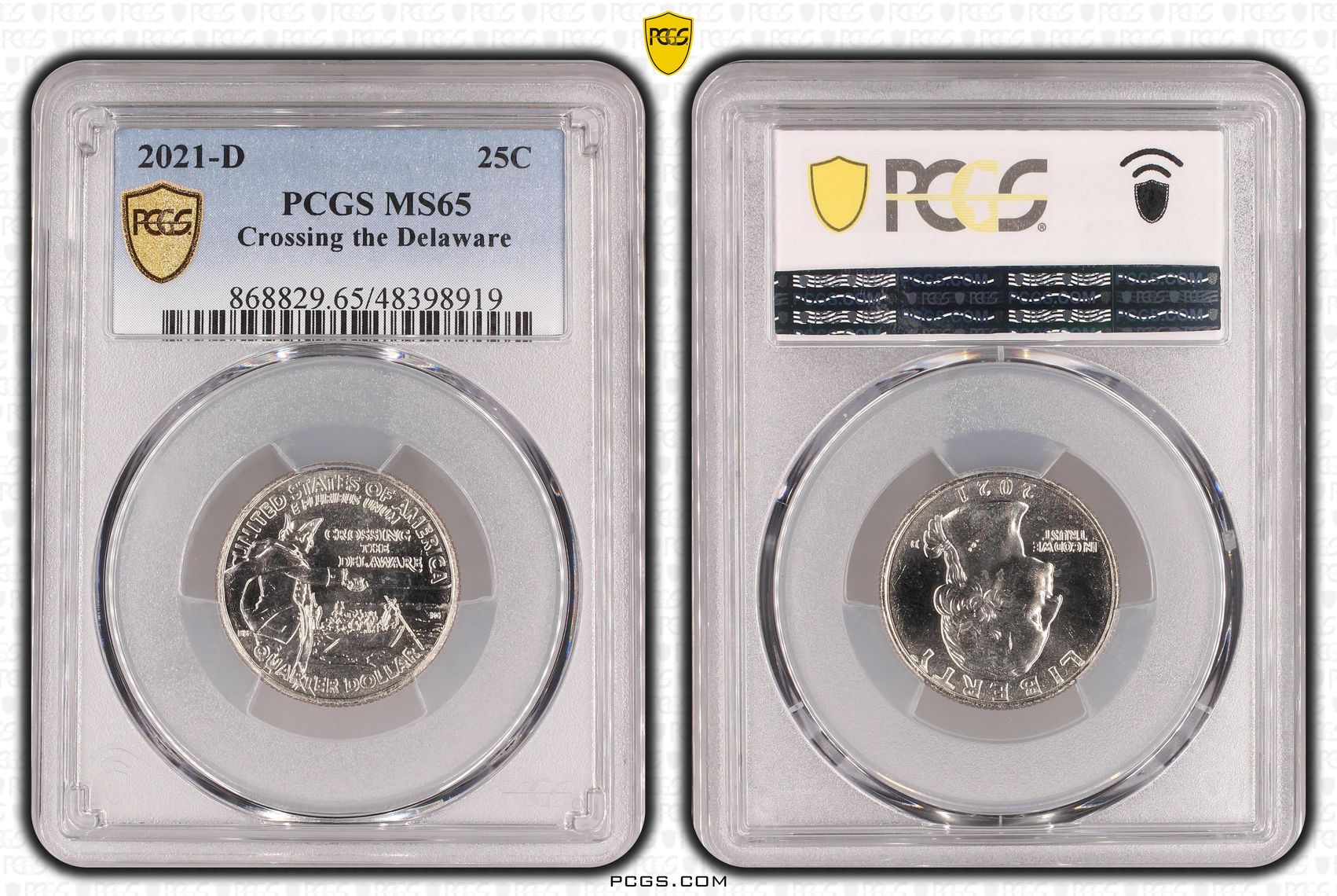 The United States of America, Washington Crossing the Delaware , Twenty-Five Cent, 2021-D, PCGS MS65