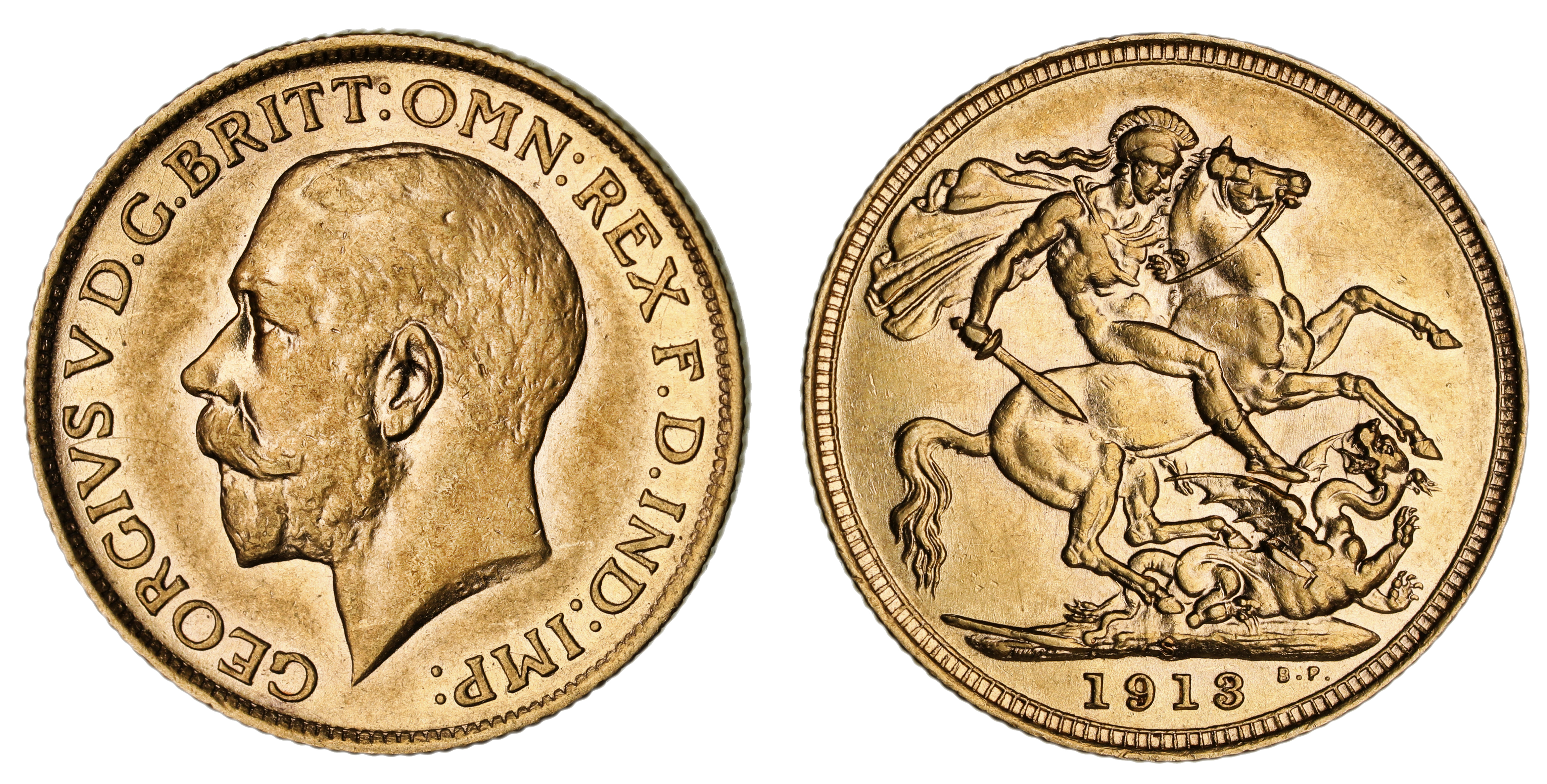 George V, St. George Reverse - Sydney Mint, Sovereign, 1913, EF