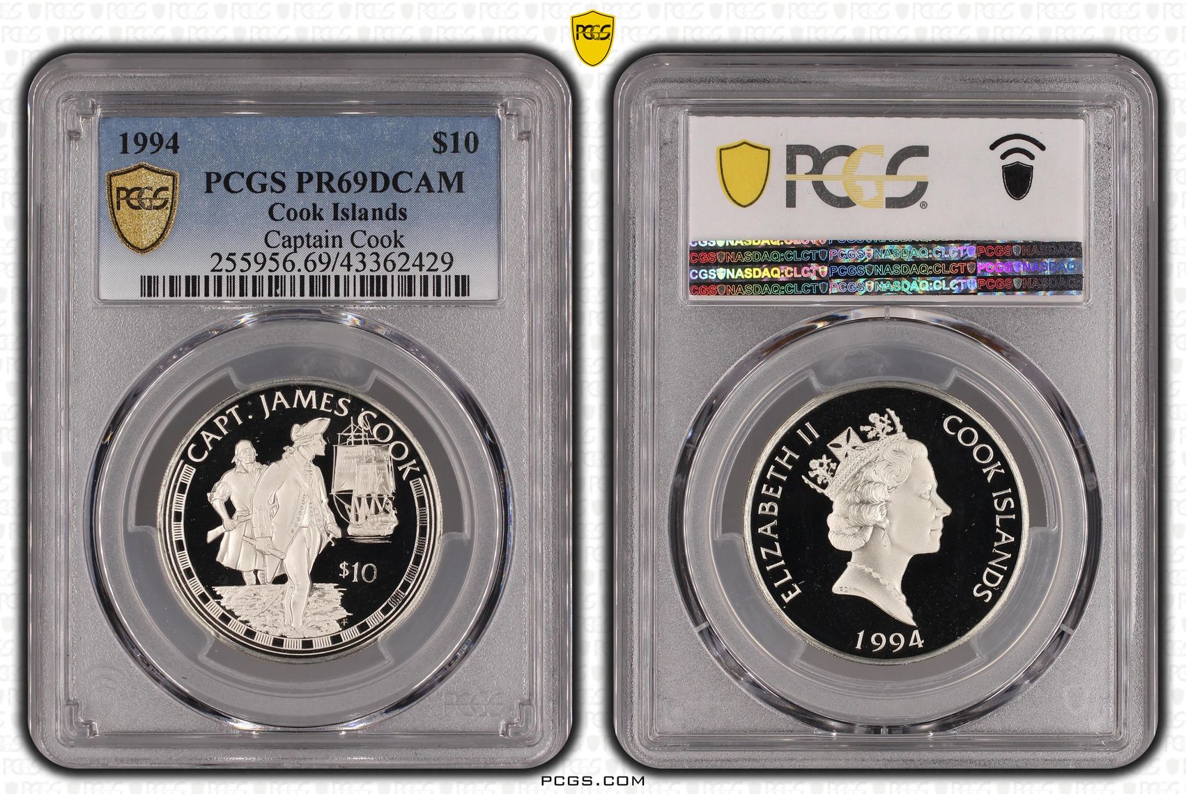 Cook Islands, Captain Cook, POP 2/0, One Dollar, 1994, PCGS PR69DCAM