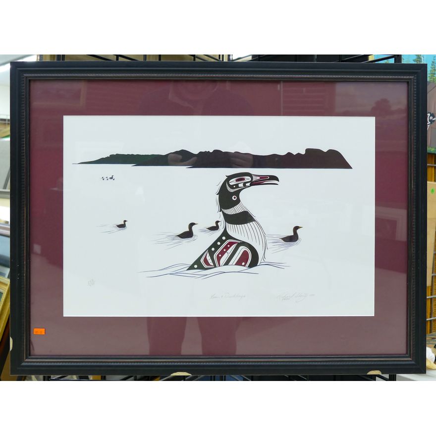 Richard Shorty "Loon & Ducklings" 1991 Signed Lithograph