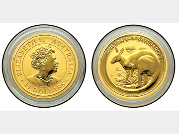 2021 AUSTRALIAN $15 KANGAROO 1/10TH GOLD COIN