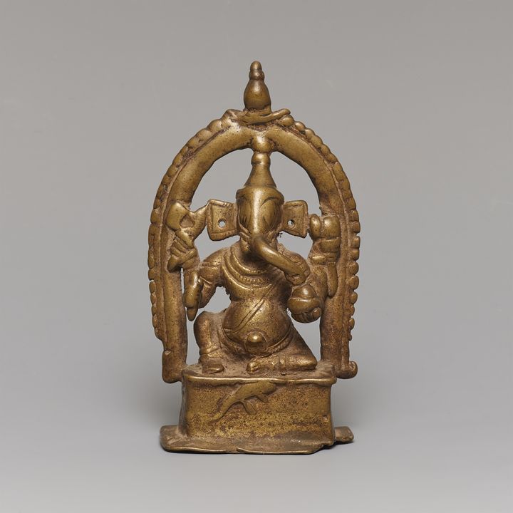 A Maharashtra copper alloy altar of Ganesha. Central India. 18/19th century