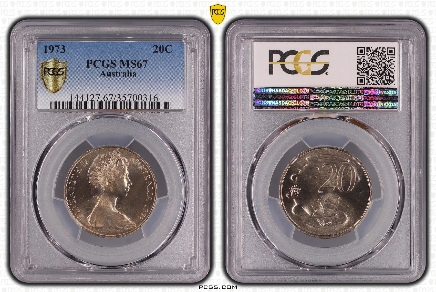 1973 Australia Twenty Cent, 20c PCGS - MS67 -316