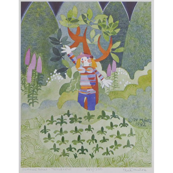 Rie Munoz ''Scarecrow - Tenakee'' 1992 Signed Print 13.5'' x 11.5'' Sheet.