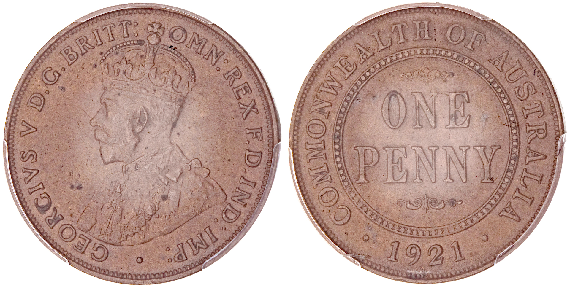 George V, Penny, 1921, PCGS AU 53