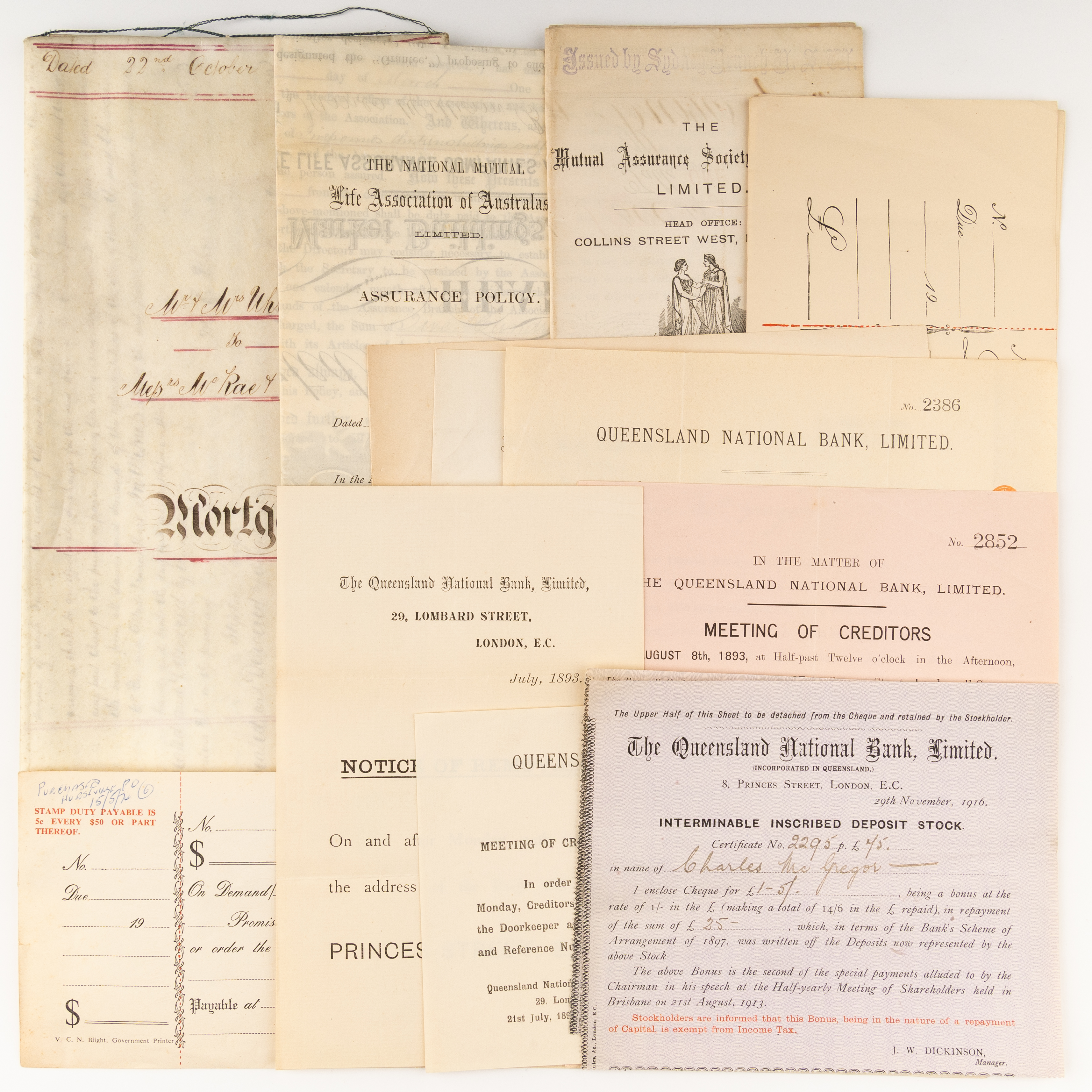 59 · Mortgage/Assurance Policy Papers & Bank Ephemera, 1866 - 1974,  VF - EF