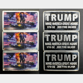 (6) 1/10TH OZ .999 SILVER BAR FINE TRUMP TANK **