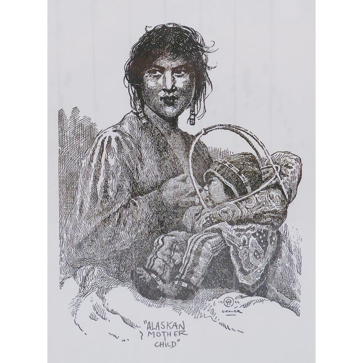 Eustace Ziegler 'Mother and Child' Lithograph Framed- 28x20''