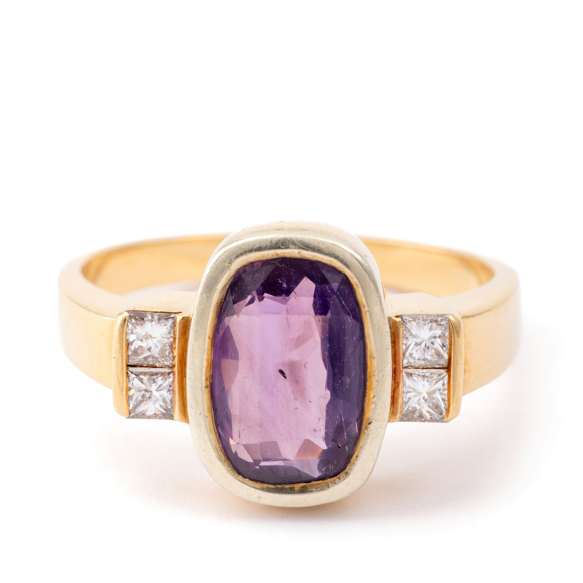 115 · Purple Sapphire & Diamond Ring 18ct Gold