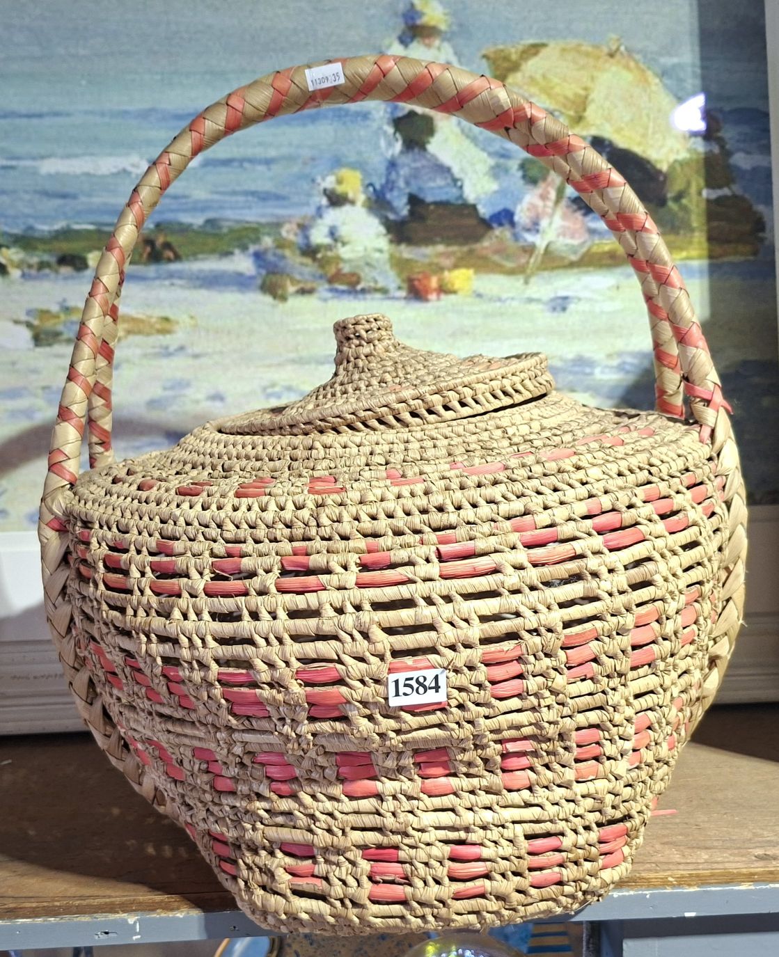 Woven Cane Tribal Basket