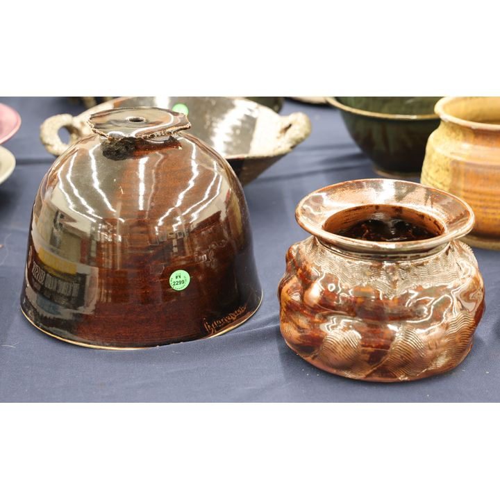 2pc Ed Brannan Tenmoku Domed Vessel & Bowl 6'' to 8''