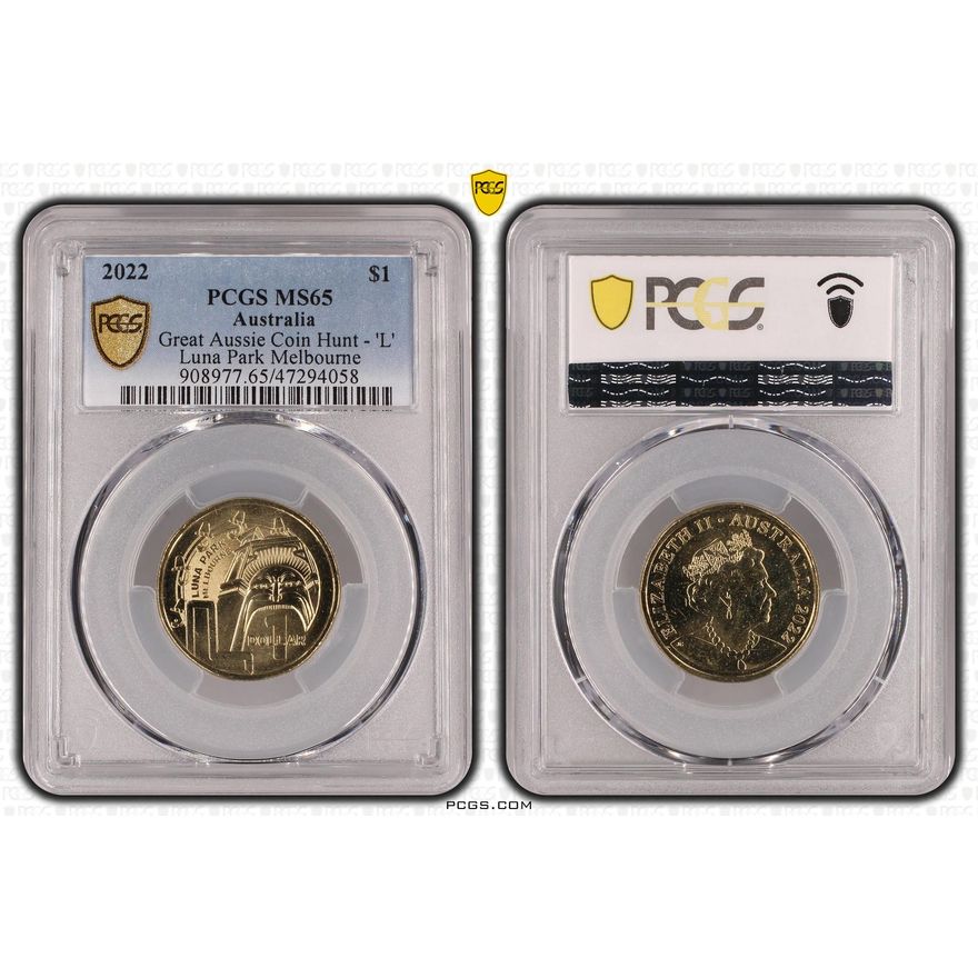 Great Aussie Coin Hunt - 'L', One Dollar, 2022, PCGS MS 65