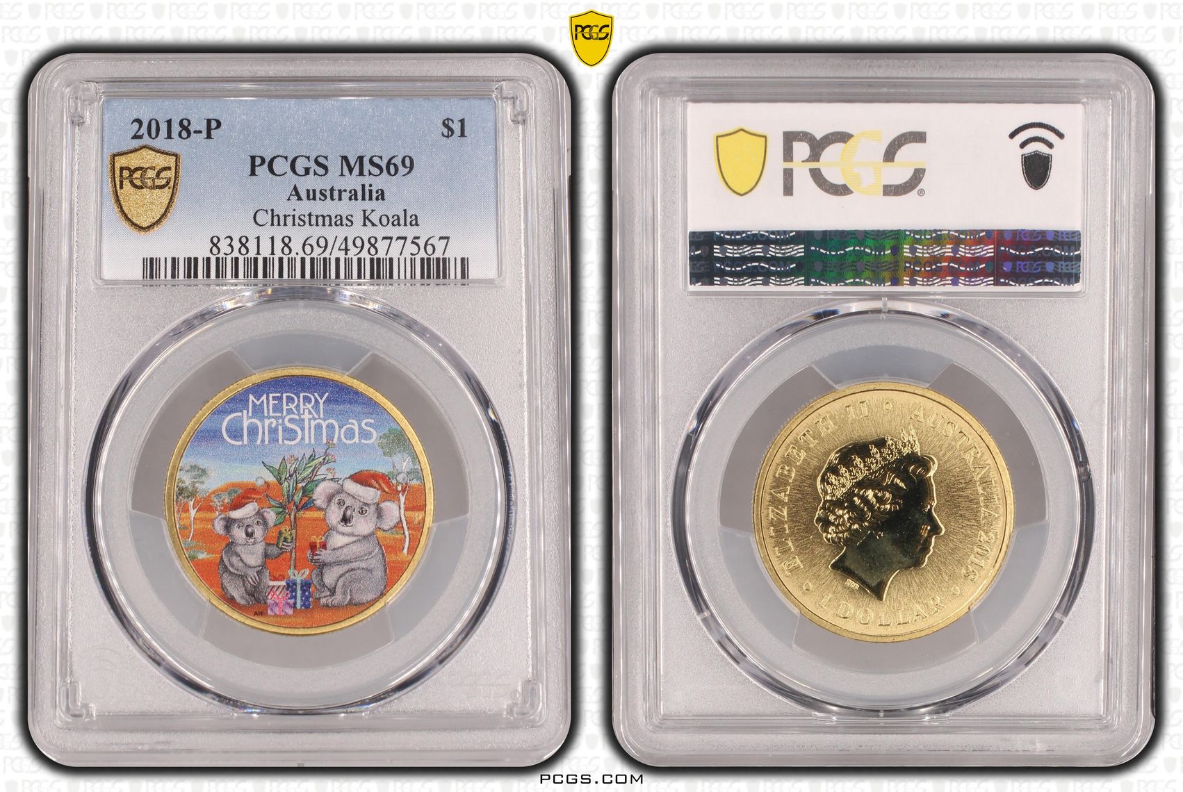 Christmas Koala POP 2/0, One Dollar, 2018-P, PCGS MS69