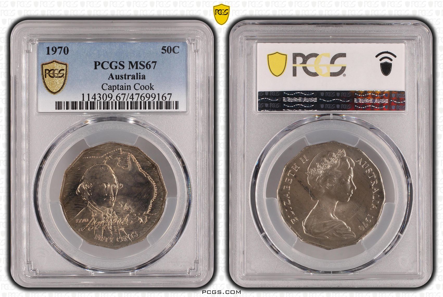 Captain Cook , Fifty Cent, 1970, PCGS MS67