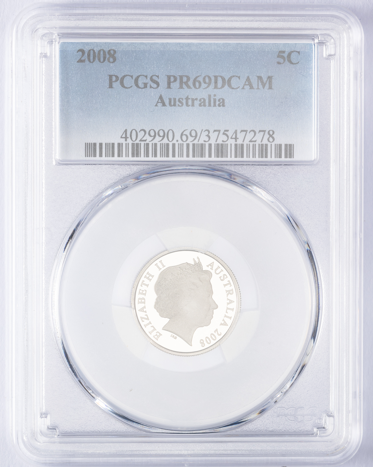 Elizabeth II, Five Cent, 2008, PCGS PR69DCAM