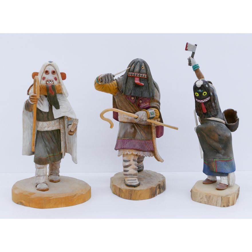 3pc Fine Hopi Cottonwood Kachina Dancer Dolls