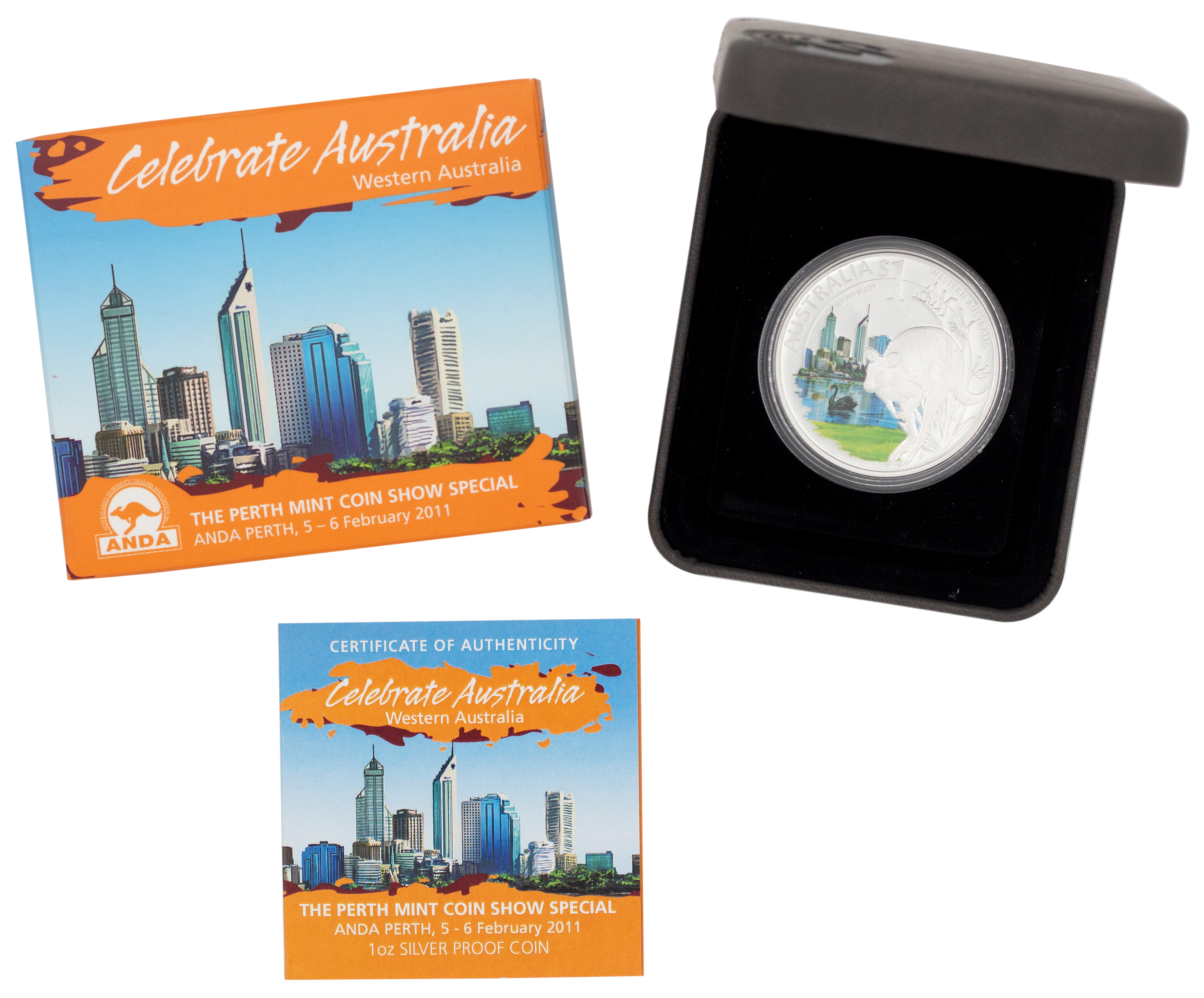 2011 Perth Mint $1 Celebrate Australia WA Coin Show 1oz Silver Coin ANDA Boxed