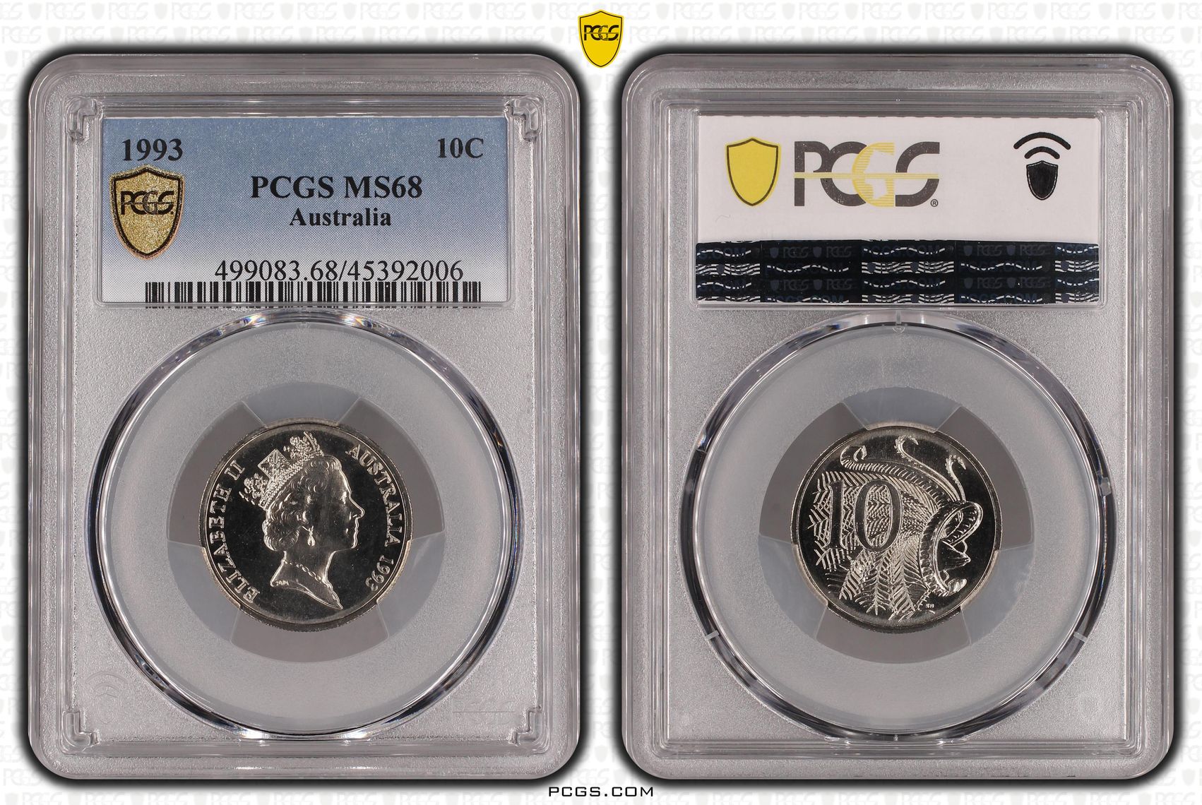 Ten Cent, 1993, PCGS MS68