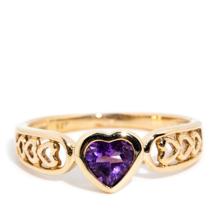 Heart Amethyst 9ct Gold Ring,