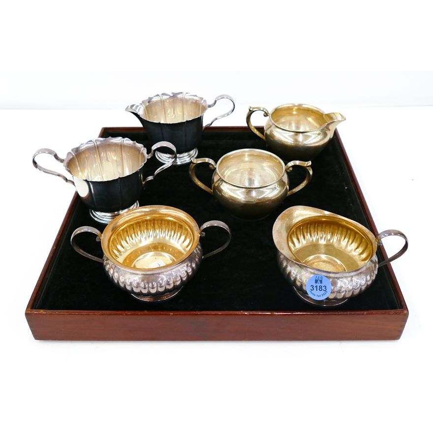 3 Pairs American Sterling Sugar & Creamers 4'' to 5''