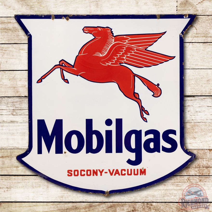 Rare 42" Mobilgas Socony-Vacuum Porcelain ID Sign (Small) TAC 8.75