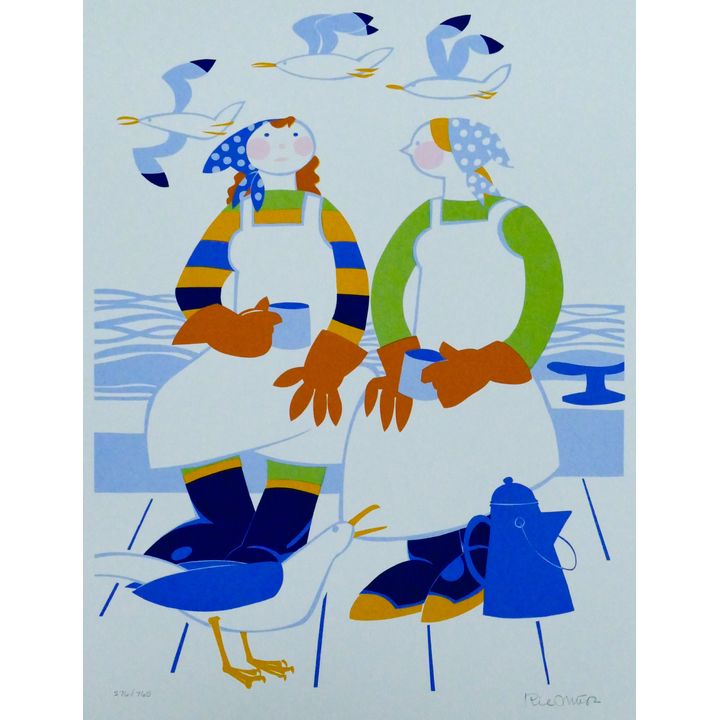 Rie Munoz ''Coffee Break'' 1994 Signed Serigraph