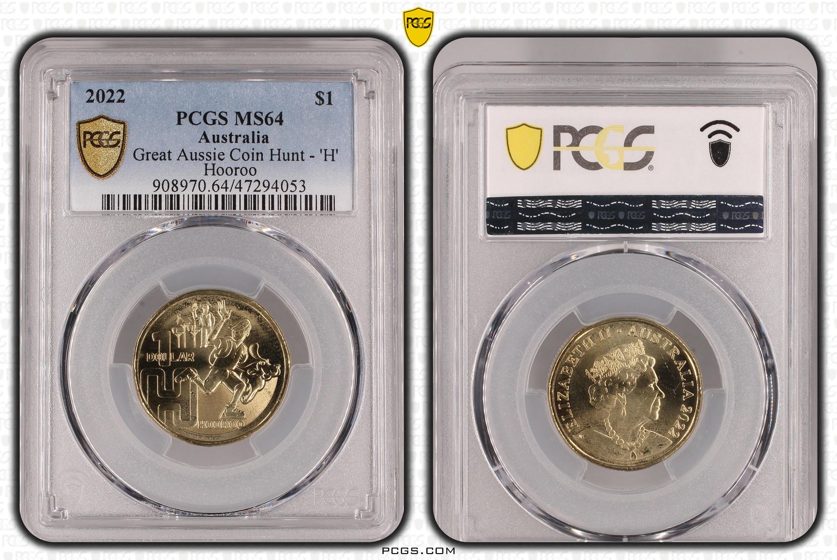 Great Aussie Coin Hunt - 'H', One Dollar, 2022, PCGS MS 64