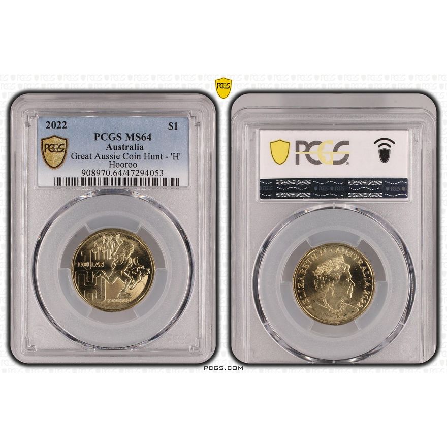 Great Aussie Coin Hunt - 'H', One Dollar, 2022, PCGS MS 64