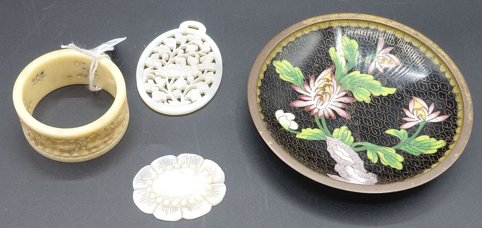 312 · CHINESE CLOISONNE PEARL AND IVORY