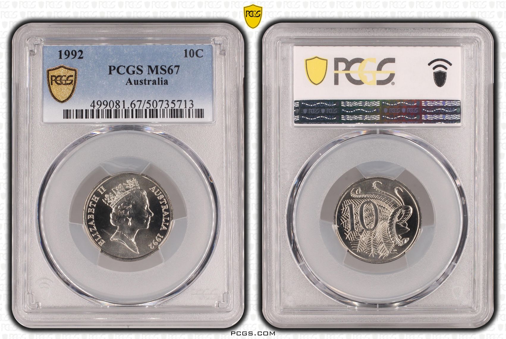 Ten Cent, 1992, PCGS MS67