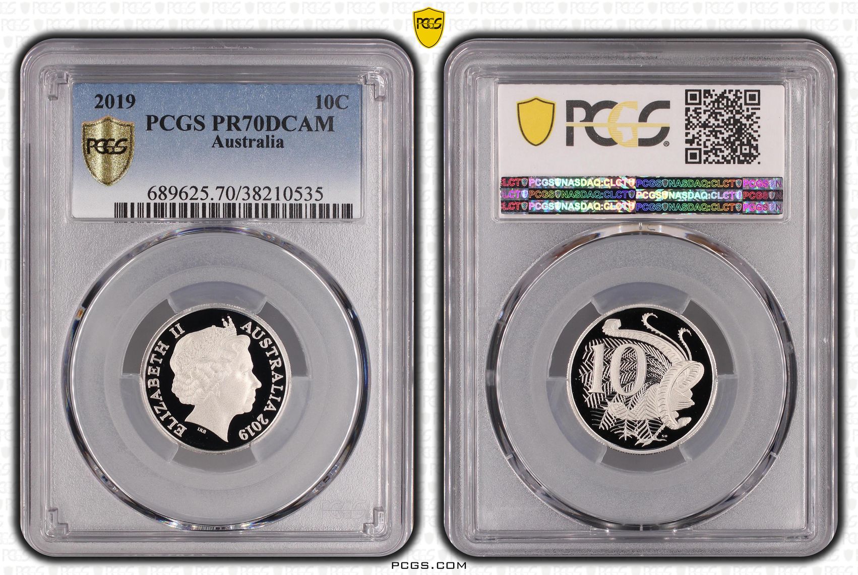 162 · 2019 Australia Ten Cent, 10c PCGS - PR70DCAM POP 52/0 -535