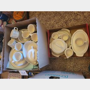 Set of Lenox Temper-Ware Blue Breeze stoneware serving pieces