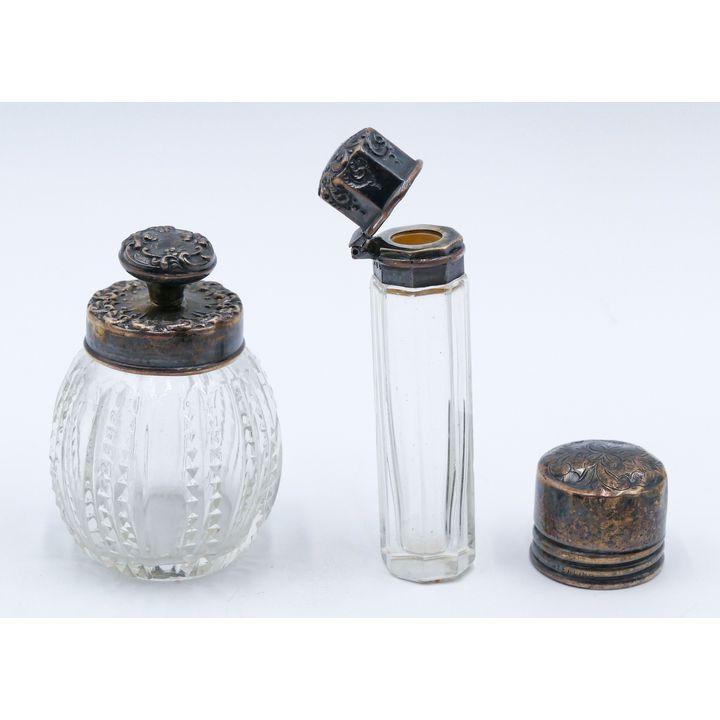 Box Sterling & Cut Glass Scent Bottles