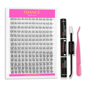 TDANCE NATURAL CLUSTER LASHES KIT 168 PCS WISPY LASH EXTENSIONS CC CURL 9-11MM MIXED LENGTHS EYELASH EXTENSION INDIVIDUAL KIT WITH