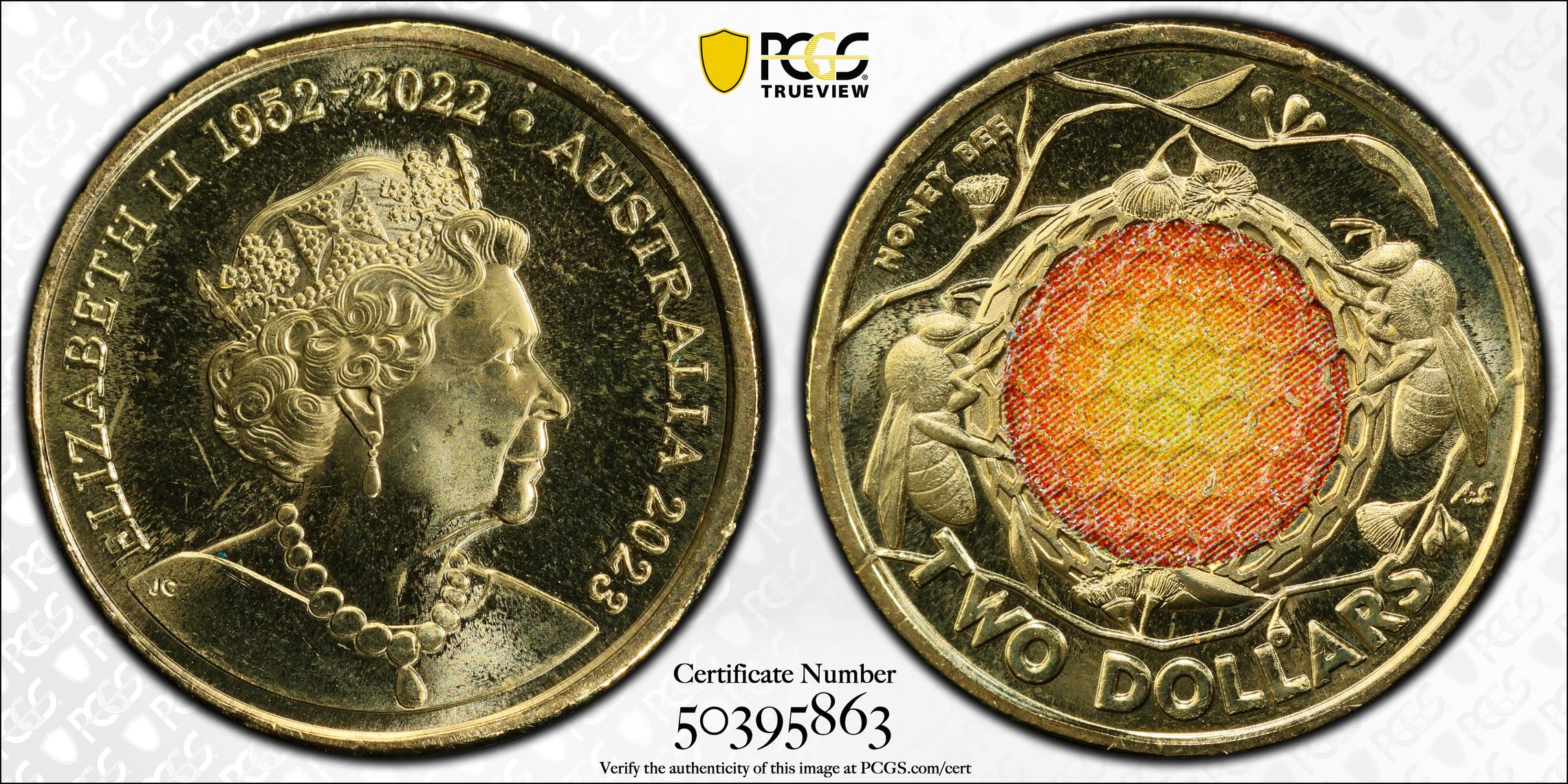 35th Ann $2 Coin Set Colourised Honey Bee, Two Dollar, 2023, PCGS MS66