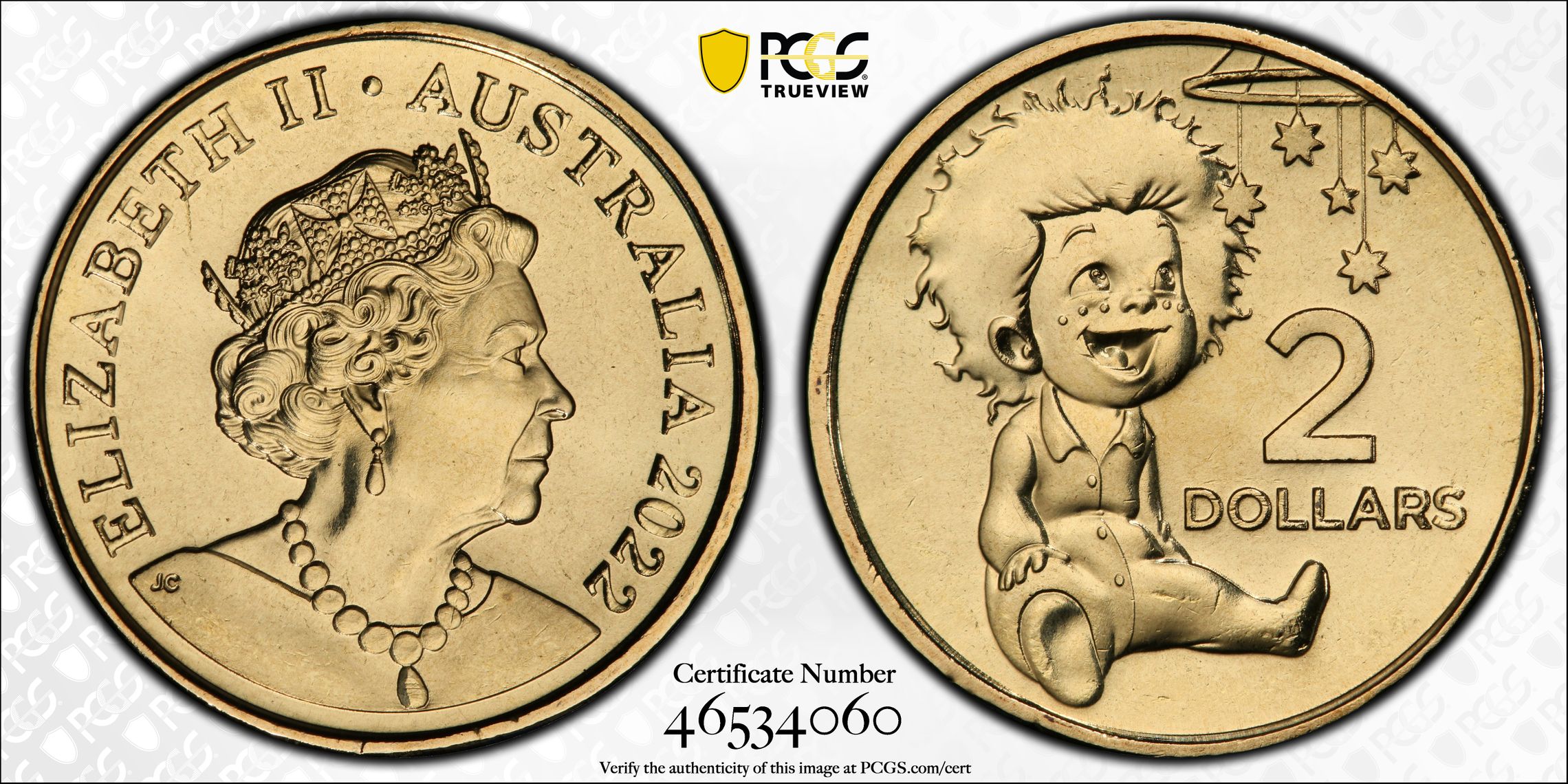 Elizabeth II, Indigenous Baby - Baby Set , Two Dollar, 2022, PCGS MS68